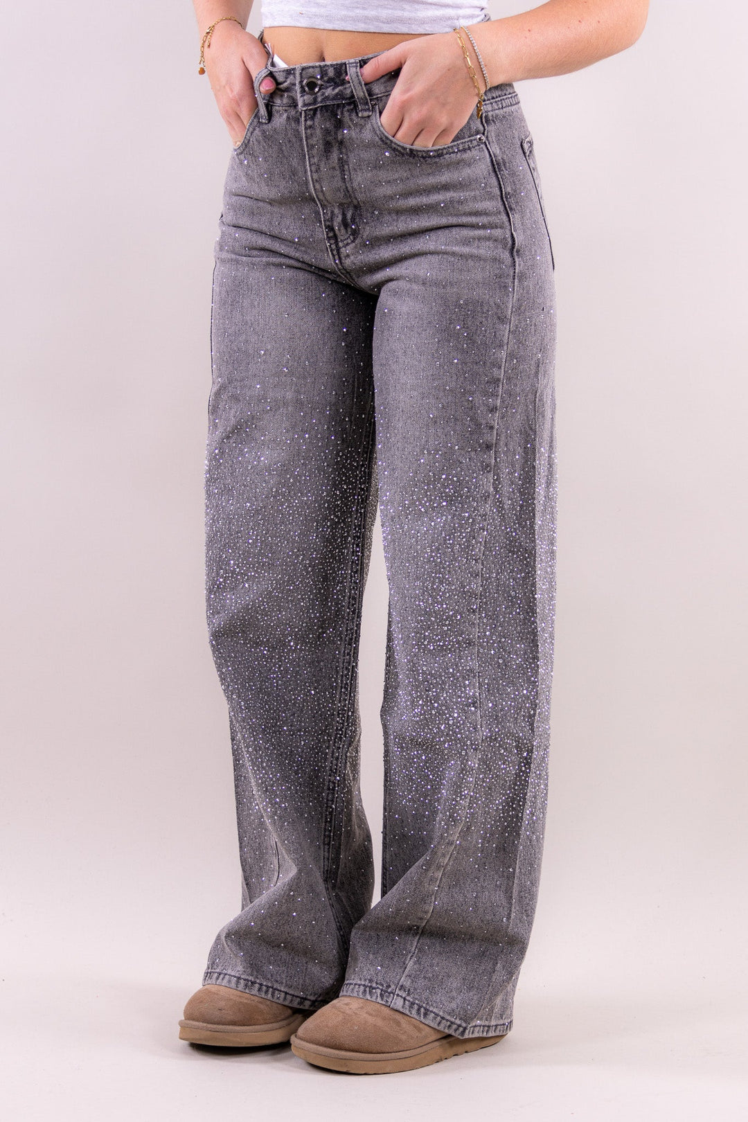 Riley glitter wide leg jeans