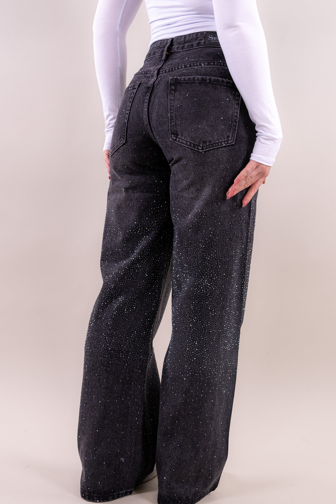 Riley glitter wide leg jeans